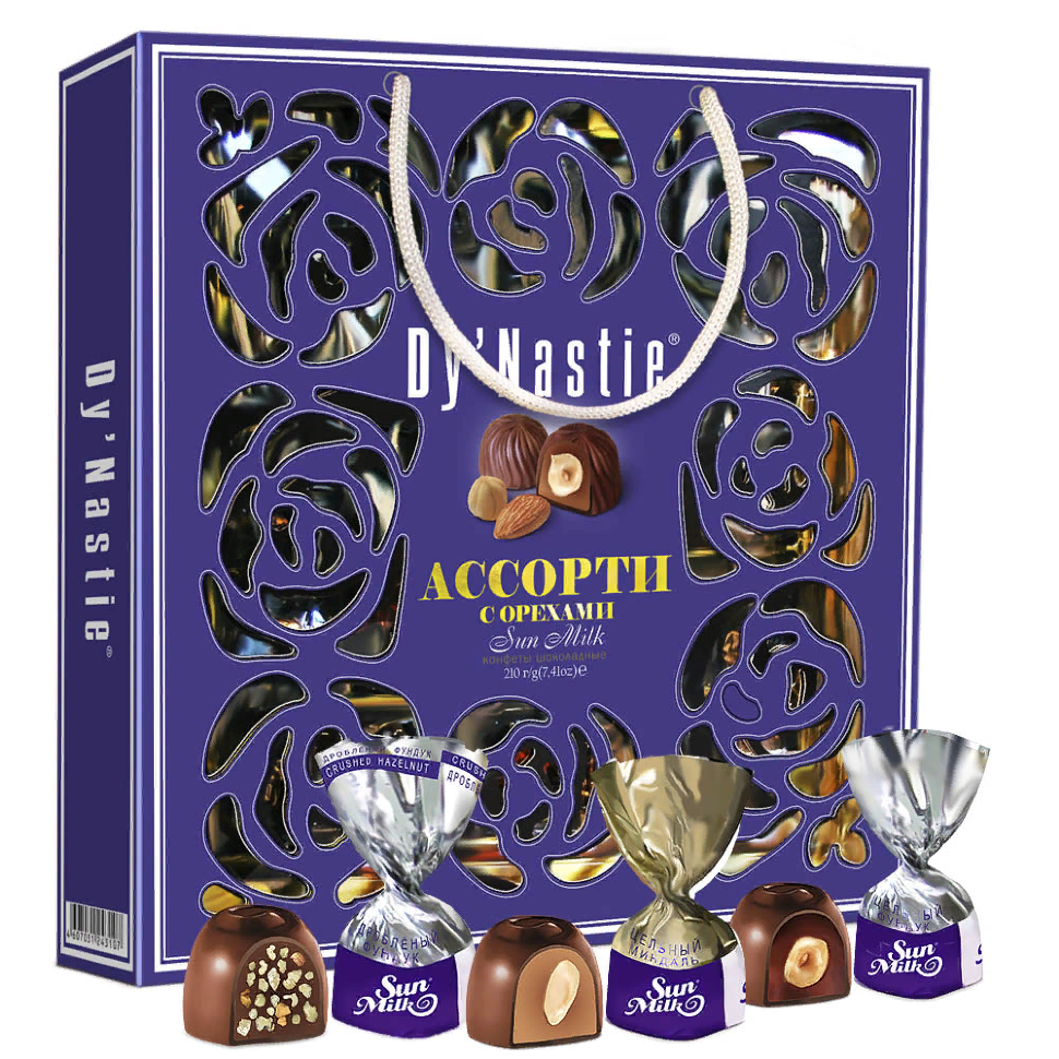  Династия Сумка Конфеты "Ассорти с орехами", 210г     в Александрове